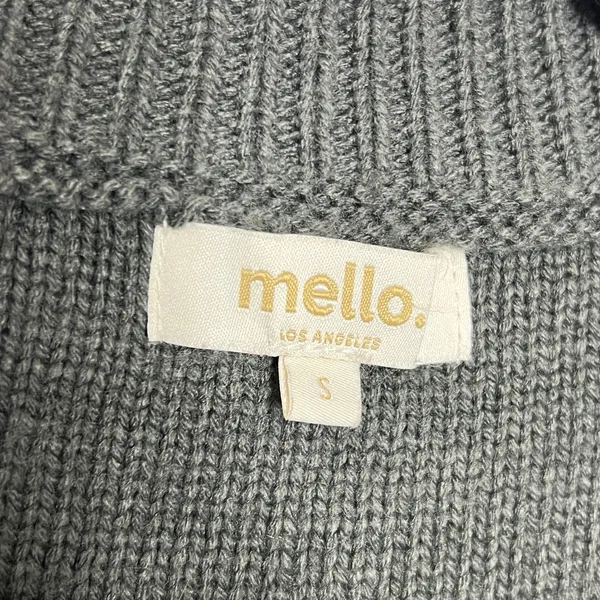 Mello Patchwork Sweater Colorblock Knit Henley Boho Size Small Gray - Image 3