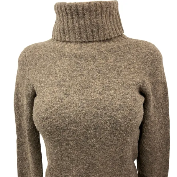 All Saints Alpha Roll Neck Brown Wool Turtleneck Pullover Sweater Top Size S - Image 3