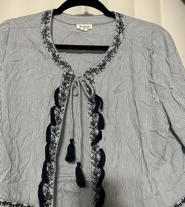 Westport blue/navy blue striped cardigan style top - Image 2