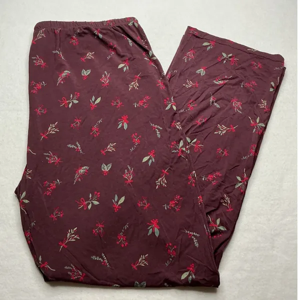 Abound Womens Pajama Pants Large Burgundy Floral‎ Rayon Spandex NWT - Image 2