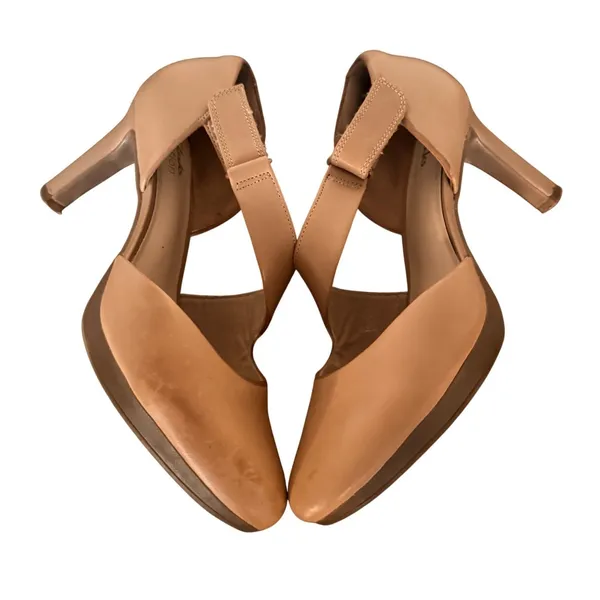 Clarks‎ Collection Women's Tan Leather Cross Strap high Heel Mary Jane Shoe - Image 3