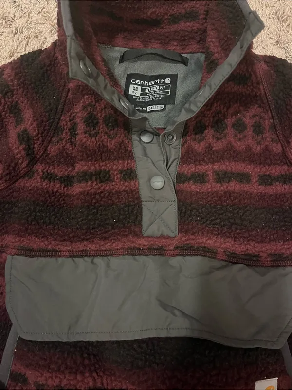 Carhartt Women’s Maroon Fleece Pullover Jacket - Image 2
