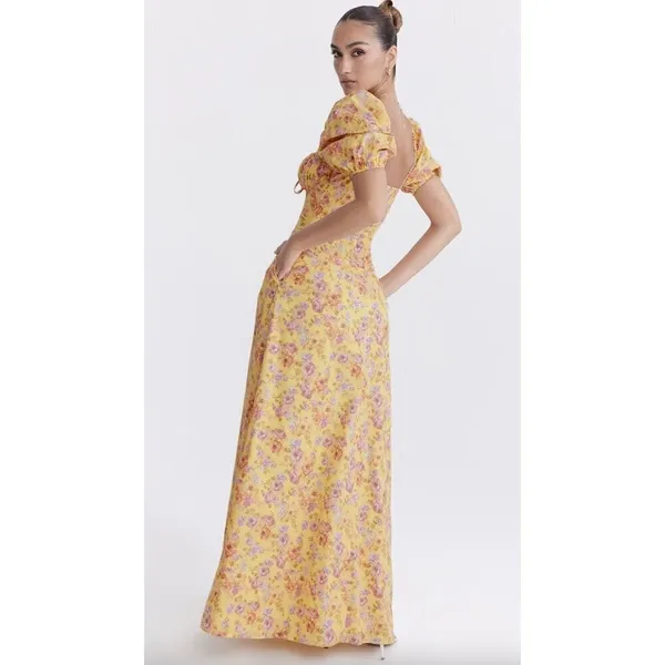 HOUSE OF CB Felizia Puff Sleeve Sundress in Butter Print Size X-Small - Image 6