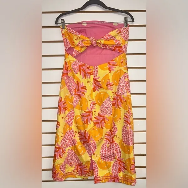 Lilly Pulitzer. Ladies Pina Colada Pineapple Cherry Print Strapless Dress size 6 - Image 2