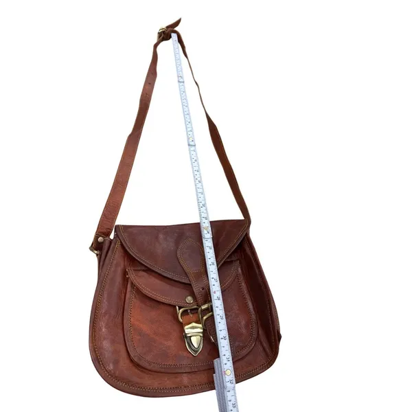 Firu womens Vintage Leather Handmade crossbody Purse 9x10 SKU 7164 - Image 7