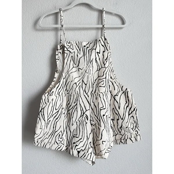 Princess Polly‎ Zebra Print Short Overalls Cream Sz 4 Utopia Romper Festival NEW - Image 10