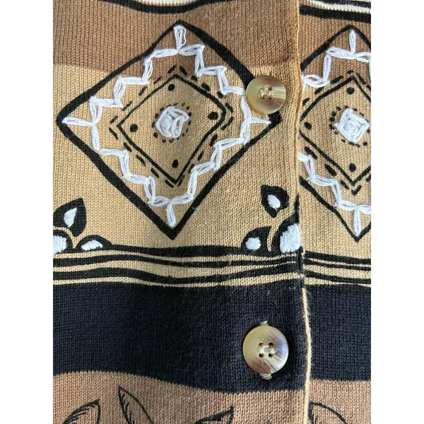 Vintage 90s Hand Embroidered Sweater Vest Susan Bristol Casuals Med Cottagecore - Image 7