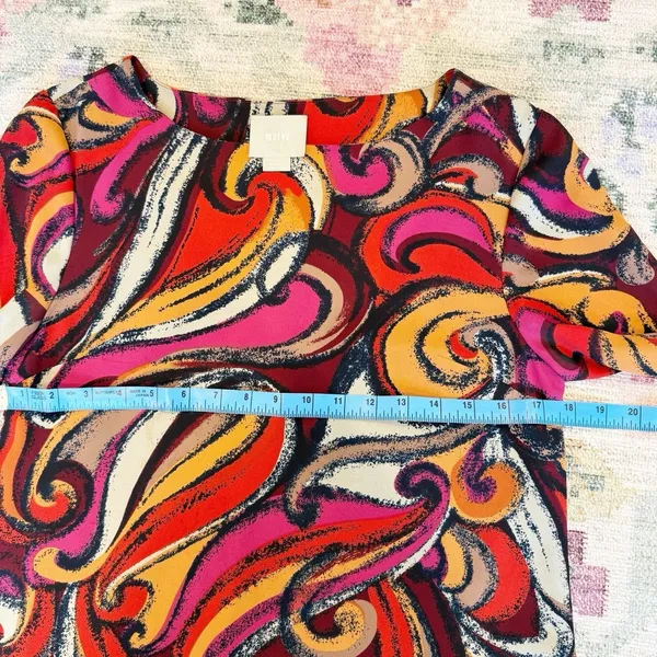 Anthropologie 3/4‎ Sleeve Swirl Mini Dress Small Lightweight Lined Unique - Image 6