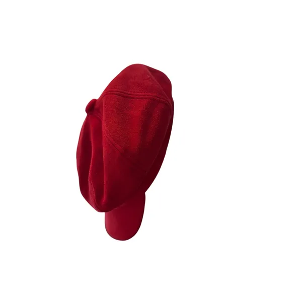 Vintage-Style Red Newsboy Cap Hat Soft Suede-Feel Brushed Finish Retro - Image 5