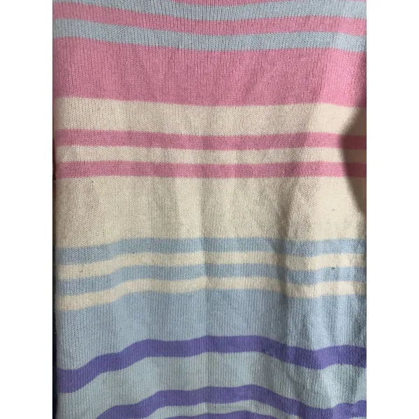 J.McLaughlin Cashmere‎ Cotton Striped Sweater Pastel Multicolor Crew Neck Medium - Image 4