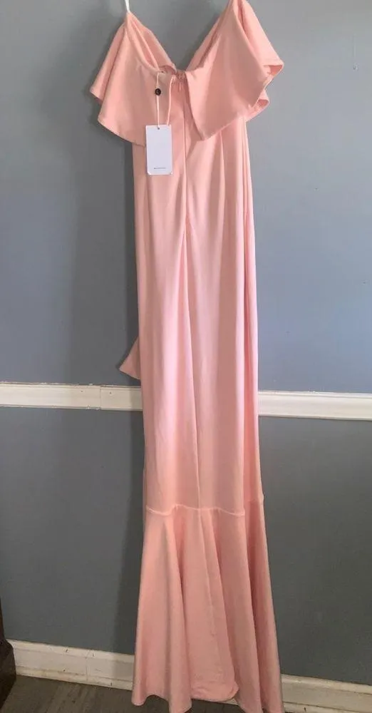 Lovers + Friends Chandler Pink Asymmetrical Strapless Slit Ruffle Gown S - Image 5