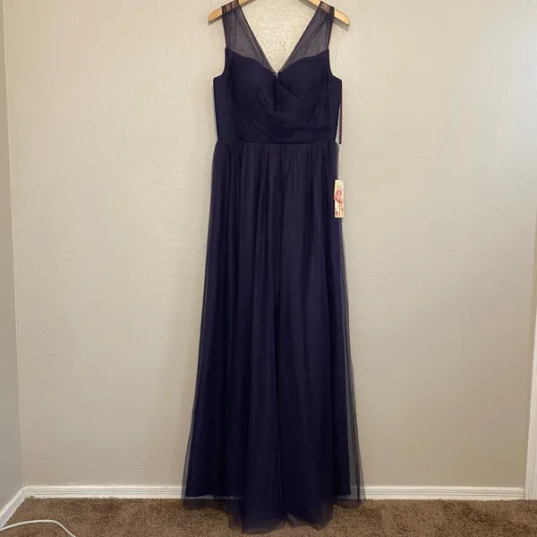 Unique Vintage Maxi Dress Sz 10 Formal Occasion Dark Plum Mesh Sweetheart - Image 4