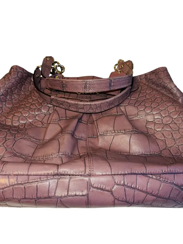 Coach Navy Gray Ashley Crocodile Carryall - Image 7