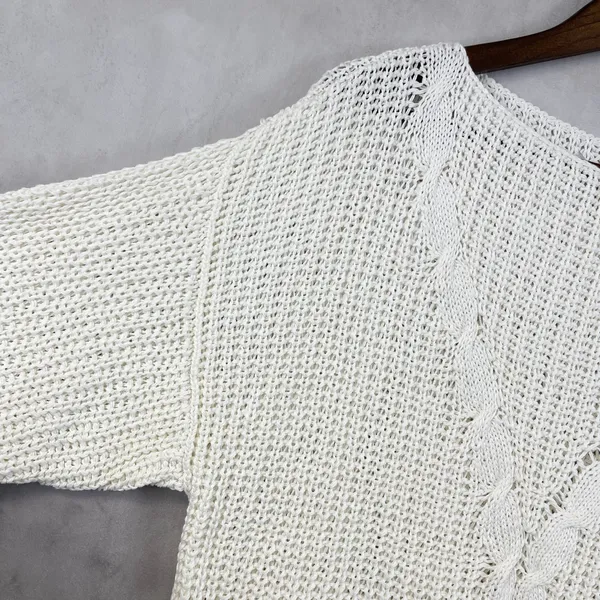 Cottagecore Handmade Womens Sweater L Retro Cable Knit Coastal Grandma Minimal‎ - Image 2
