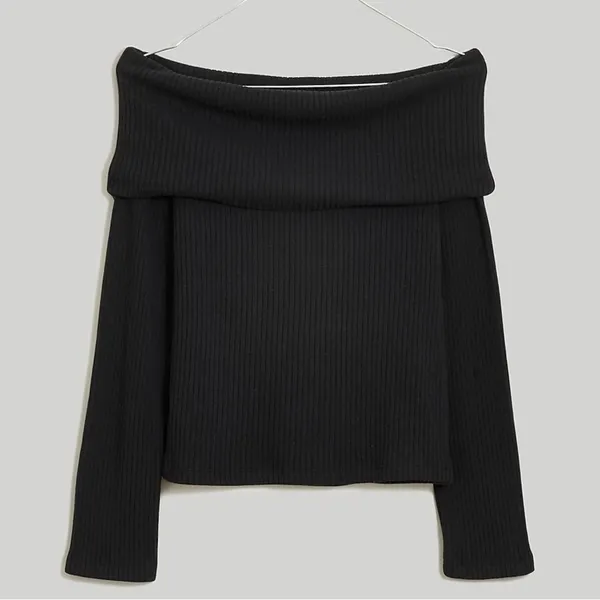 Madewell NWOT Off-Shoulder Long-Sleeve Sweater Top Size XS - Image 6