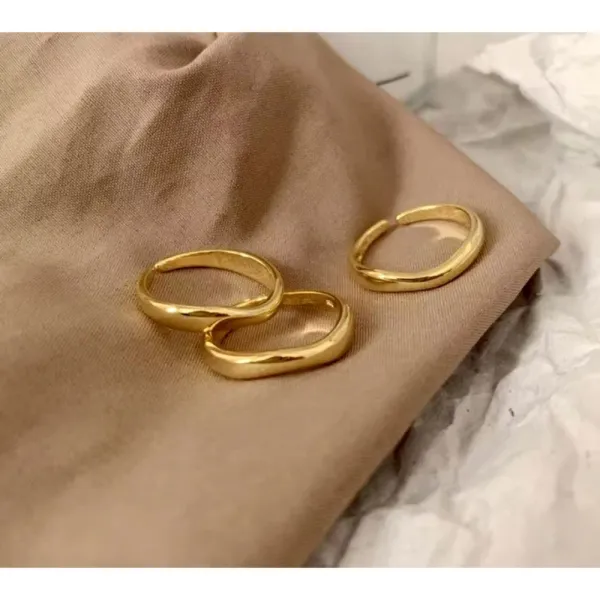 Boutique NEW‎ 14k Yellow Gold Plated 925 Silver Wave Stacking Band Ring - Image 11