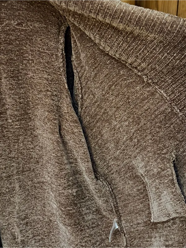 Orvis Brown Chenille Open-Front Shawl Cardigan - Image 7