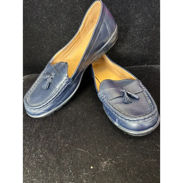 Hotter Comfort Concept Navy Blue Leather Tassel Loafers Shoes Womens UK 7.5 - Image 2