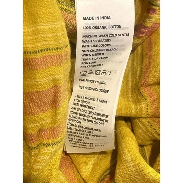 NWT prAna Smocked Sleeveless Tie Little Palm Stripe Cami Crop Top Medium Yellow - Image 7