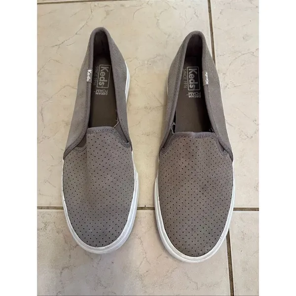 Keds Taupe Double Decker Perforated Suede Slip On Sneaker Women's Size 8 - Image 3