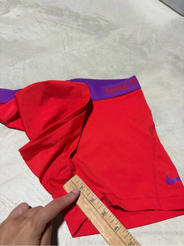 Nike pro Red Performance Shorts with Purple Waistband medium - Image 6