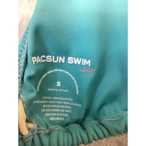 PacSun Eco Teal Blue Triangle Bikini Top Halter Swimwear Small NEW‎ 0642-040 - Image 4