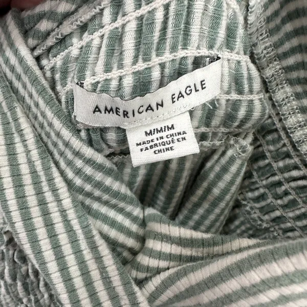 American Eagle Dress M Green Stripe Smocked Tiered Cottagecore Coastal‎ Granola - Image 2