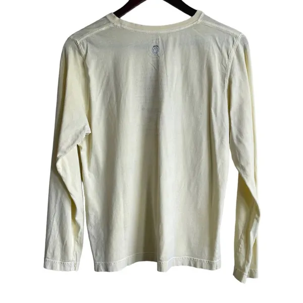Life is Good Top Women Medium Yellow Coffee Start Me Up Graphic Pullover Cotton - Image 3