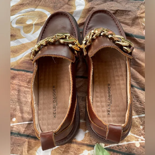 Kelsi Dagger Brown Loafers with Gold Accent - Image 3