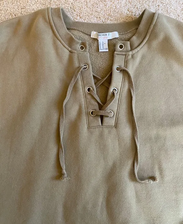 Forever 21 Contemporary Olive Front Lace Sweatshirt - Image 3