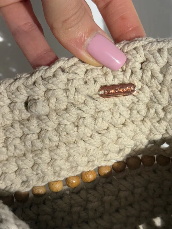 Free People NWOT Cream and Brown Crochet Shoulder Crossbody Bag - Image 8