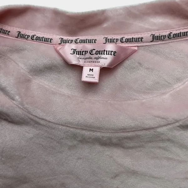 Juicy Couture Pink Velour Rhinestone Logo Lounge Set Top & Joggers Medium - Image 3