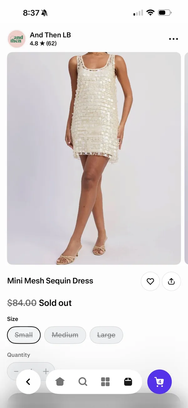 Knit sequin Dres Cream Gold - Image 3