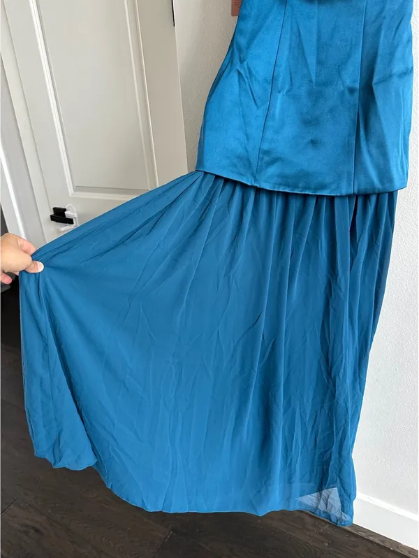 Anthropologie Mare Mare Natalie Strapless Stretch Satin Chiffon Maxi Dress XS - Image 3