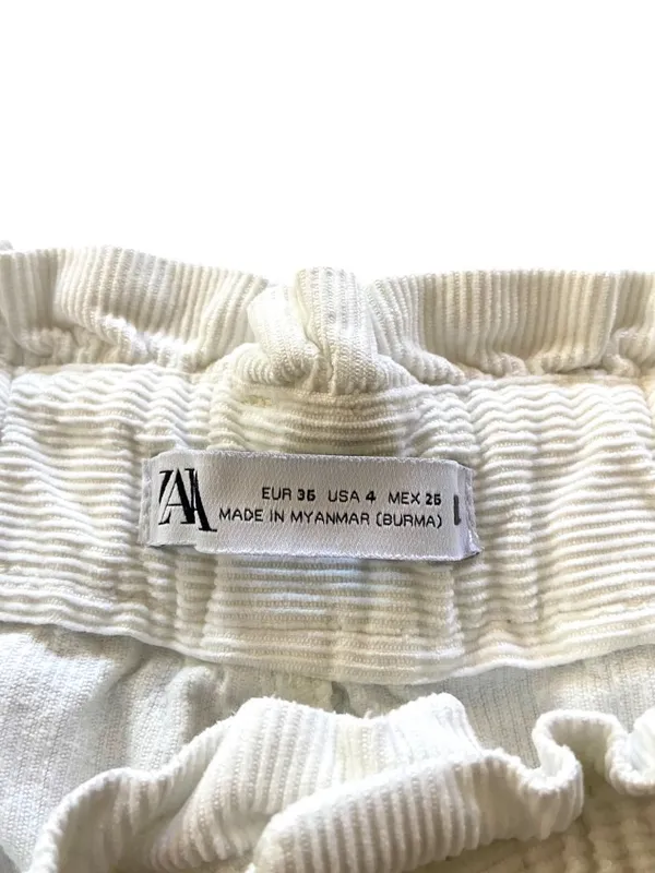 Zara Barrel Leg Corduroy Pants White Size 4 Neutral Minimalist Classic Coastal - Image 3