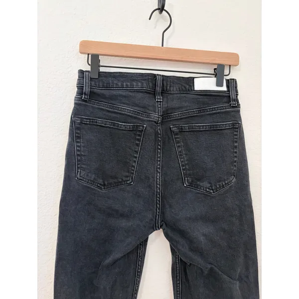 Re/Done Jeans Women's Size 29 Black Denim High Waisted Button Fly Straight Leg - Image 7