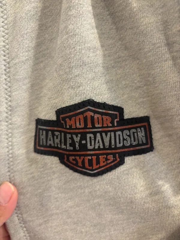 Harley-Davidson NWT Sleeveless Hoodie Vest Gray Studded Logo Biker Y2K - Image 3