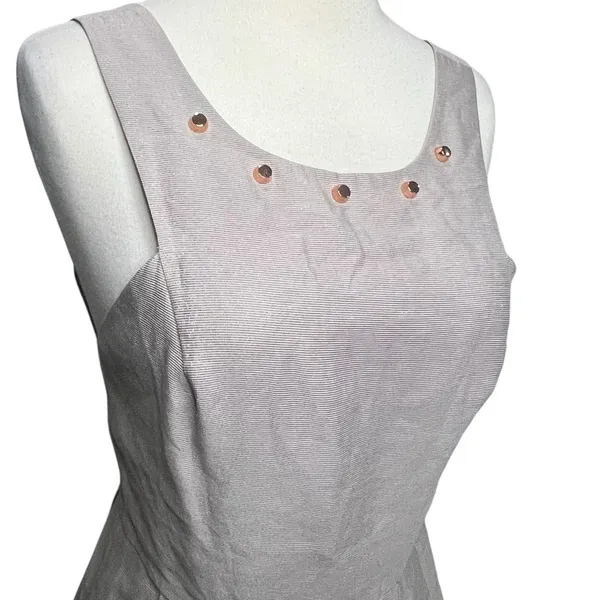 BCBGeneration Mini Dress 2 Light Gray Metallic Studded Pockets Fit Flare HOCO‎ - Image 3