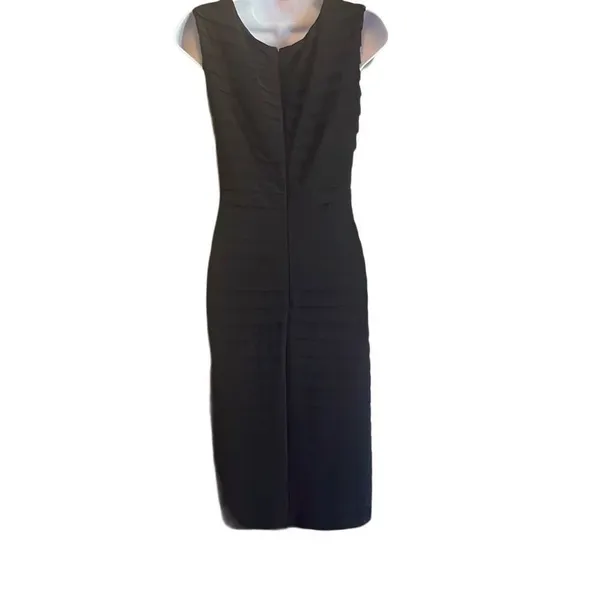Cache Y2K Vintage Black‎ Beaded Bodycon Pleated Cocktail Mini Dress Sz 8 Party - Image 2