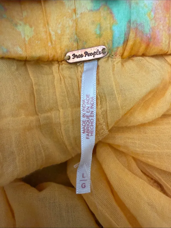 NWT Free People Sunny Goldenrod Tie Dye Pleat Garden Cottage Brunch Mini Skirt - Image 5