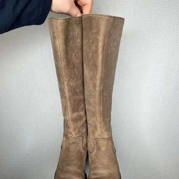 BORN Tall Knee High Boots‎ Leather Size 5 Rustic Brown Zip Side Women - Image 3