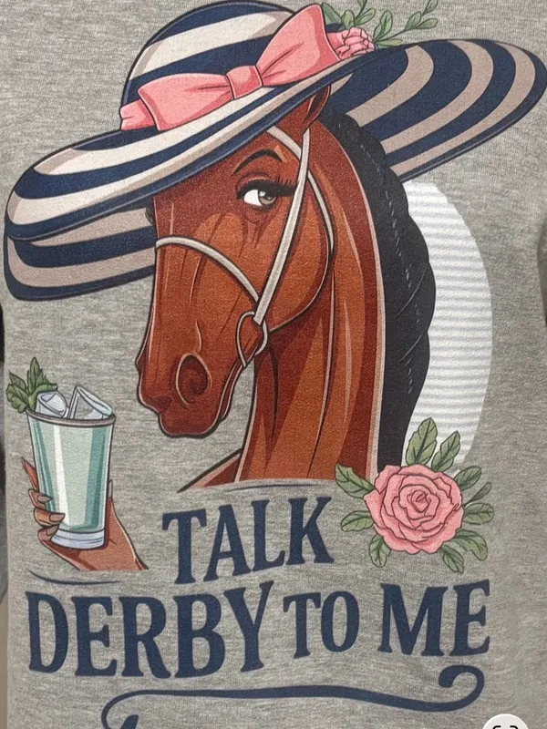 NEW Kentucky Derby-Talk Derby To Me Gray Sweatshirt - Image 3