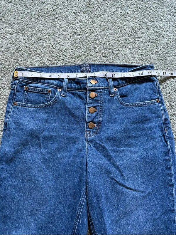 J. Crew Mid Rise Flare Crop Jeans Womens Size 29 Button Fly Cotton Stretch Denim - Image 2
