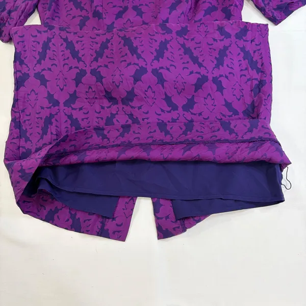 Banana Republic Purple Damask Silk Blend Sheath Dress Short‎ Puff Sleeve Size 4 - Image 7