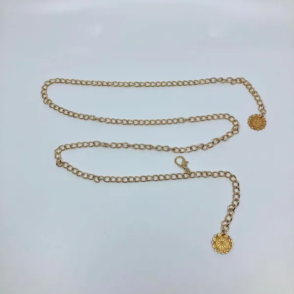 Y2K Rockstar Girlfriend Gold Layered Charm Chain Belt, Up to 37 Inches, X7GA1190 - Image 3