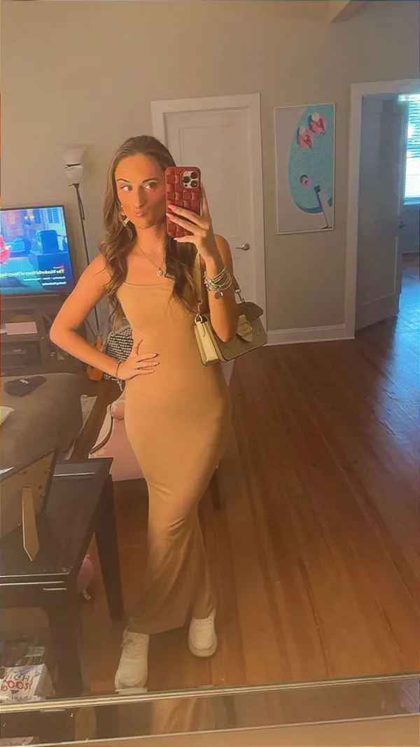 Edikted Ribbed Tan Maxi Slip Dress XS - Image 5