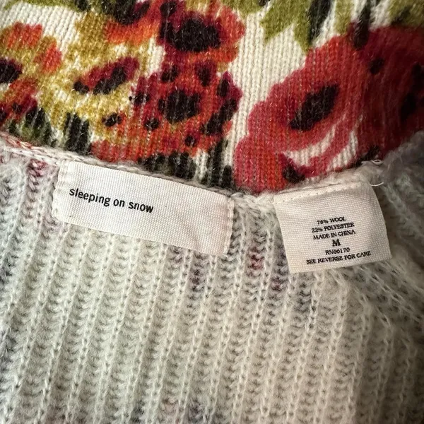 Anthropologie Miss Rosie Cardigan Womens M Floral Sleeping On Snow Wool No Belt - Image 2