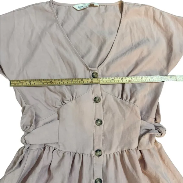 ZARA Pink Button‎ Front Midi Dress Women Soft Girly Cottagecore Feminine Sz XS - Image 10