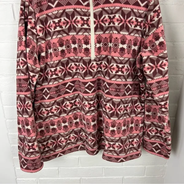 D&Co. Pink Snowflake Patterned Fleece Quarter Zip Pullover Size M Size M - Image 4