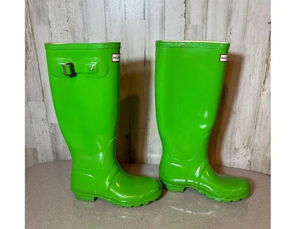 Hunter Kelly Green Gloss Tall Rain Boots‎ Size 4M/5F - Image 2